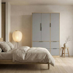 Urbn-Living Urbnliving 3 Door Wardrobe With 4 Drawers Wooden Bedroom Storage Cupboard With Hanging Rail For Clothes - Oak Unit & Grey Doors - thumbnail 6