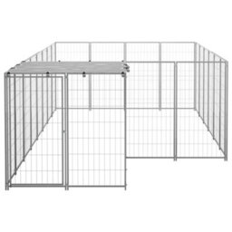 Berkfield Dog Kennel Silver 8.47 M2 Steel - thumbnail 3