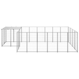 Berkfield Dog Kennel Silver 8.47 M2 Steel - thumbnail 2