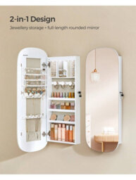 Songmics Mirror With Storage, Led Mirror Jewellery Cabinet Wall/door Mounted, Lockable Rounded Wide Mirror Cabinet, With Mirror - thumbnail 5
