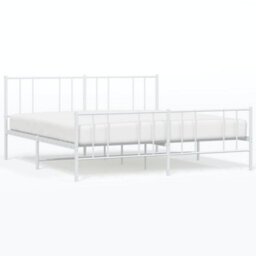 Berkfield Metal Bed Frame With Headboard And Footboard White 200X200 Cm - thumbnail 2