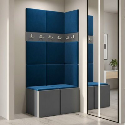 Anteroom Set Orion I Graphite Shoe Cabinet Hangers Blue Panels - image 1