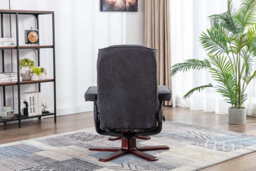 Evre Armchair With Foot Stool Fabric Dark Grey With Recline Swivel Padding - thumbnail 4