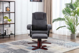 Evre Armchair With Foot Stool Fabric Dark Grey With Recline Swivel Padding - thumbnail 3