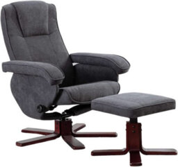 Evre Armchair With Foot Stool Fabric Dark Grey With Recline Swivel Padding - thumbnail 2