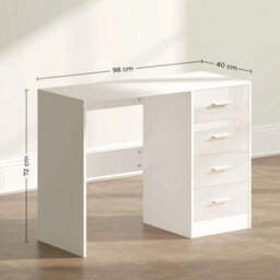 Home Office Computer Writing Workstation Desk With 4 Storage Drawers - thumbnail 2