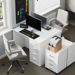 Home Office Computer Writing Workstation Desk With 4 Storage Drawers - thumbnail 4