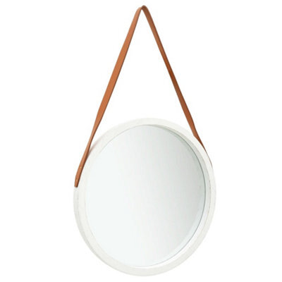 Berkfield Wall Mirror With Strap 50 Cm White - image 1