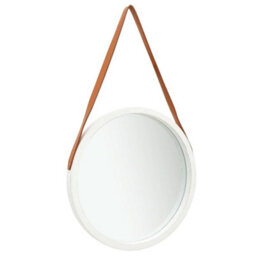 Berkfield Wall Mirror With Strap 50 Cm White