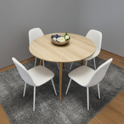 Kosy Koala Modern Round Dining Table With 4 Cream Faux Leather Chairs Kitchen Dining Room Furniture Set - thumbnail 2