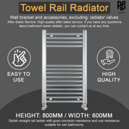 ARKO BATHROOM Arko Towel Radiator, Heated Towel Rails,wall Mounted Ladder Radiators 600X800mm,chrome - thumbnail 7