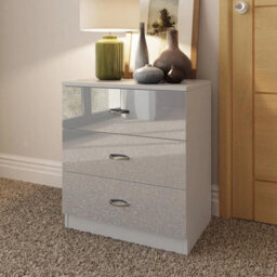 Grey Gloss 3 Drawer Chest Matt Frame Metal Handles - thumbnail 5