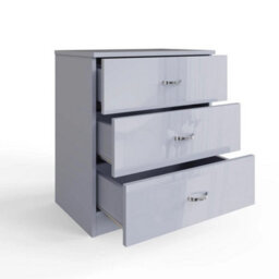 Grey Gloss 3 Drawer Chest Matt Frame Metal Handles - thumbnail 4