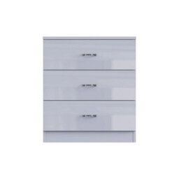 Grey Gloss 3 Drawer Chest Matt Frame Metal Handles - thumbnail 3