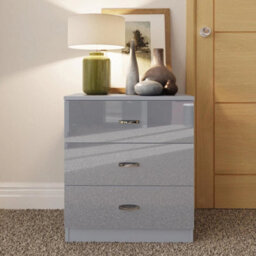 Grey Gloss 3 Drawer Chest Matt Frame Metal Handles - thumbnail 6