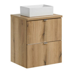 Heze Furniture Dove 2 Drawer Bathroom Cabinet Vanity Unit With Rectangular Worktop Basin 50Cm In Evoke Oak - thumbnail 2