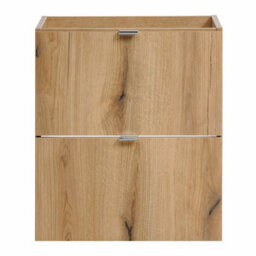 Heze Furniture Dove 2 Drawer Bathroom Cabinet Vanity Unit With Rectangular Worktop Basin 50Cm In Evoke Oak - thumbnail 3
