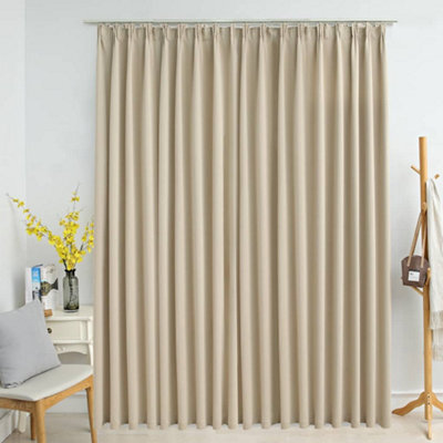 Berkfield Blackout Curtain With Hooks Beige 290X245 Cm - image 1