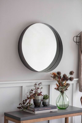 Garden Trading Farringdon Indoor Wall Hung Round Hallway Lounge Mirror Steel - image 1