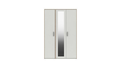 Hazlemere 3 Door Robe With Mirror - White  With Oak Edging On Express Delivery And Ready Assembled - image 1