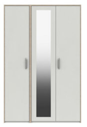 Hazlemere 3 Door Robe With Mirror - White  With Oak Edging On Express Delivery And Ready Assembled - thumbnail 2
