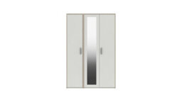 Hazlemere 3 Door Robe With Mirror - White  With Oak Edging On Express Delivery And Ready Assembled - thumbnail 1