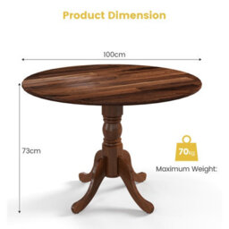 Costway Wooden Dining Table 4-Person Kitchen Round Table W/ Curved Trestle Legs - thumbnail 3