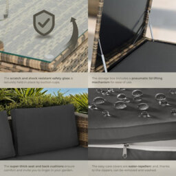 Tectake Garden Furniture Set Siena - For 4 People, With Large Storage Box, Thick Seat Cushions  - Nature/dark Grey - thumbnail 5