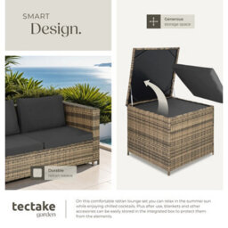 Tectake Garden Furniture Set Siena - For 4 People, With Large Storage Box, Thick Seat Cushions  - Nature/dark Grey - thumbnail 4
