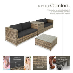 Tectake Garden Furniture Set Siena - For 4 People, With Large Storage Box, Thick Seat Cushions  - Nature/dark Grey - thumbnail 3