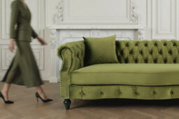 Navy Blue Velvet  3 + 2 Seater Chesterfield Sofa Set For Living Room Richmond - thumbnail 9