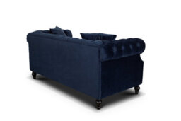 Navy Blue Velvet  3 + 2 Seater Chesterfield Sofa Set For Living Room Richmond - thumbnail 6