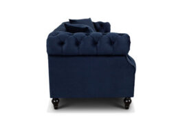 Navy Blue Velvet  3 + 2 Seater Chesterfield Sofa Set For Living Room Richmond - thumbnail 5