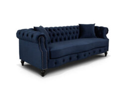 Navy Blue Velvet  3 + 2 Seater Chesterfield Sofa Set For Living Room Richmond - thumbnail 8