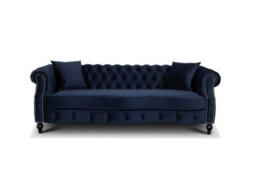 Navy Blue Velvet  3 + 2 Seater Chesterfield Sofa Set For Living Room Richmond - thumbnail 7
