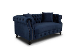Navy Blue Velvet  3 + 2 Seater Chesterfield Sofa Set For Living Room Richmond - thumbnail 4