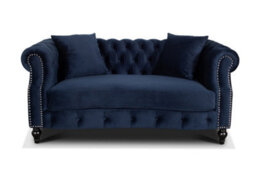 Navy Blue Velvet  3 + 2 Seater Chesterfield Sofa Set For Living Room Richmond - thumbnail 3