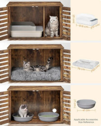 Decorative Litter Box Cabinet, Dual-Door Pet Furniture With Divider, Indoor Cat Solution, Rustic Brown - thumbnail 5