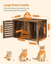 Decorative Litter Box Cabinet, Dual-Door Pet Furniture With Divider, Indoor Cat Solution, Rustic Brown - thumbnail 2