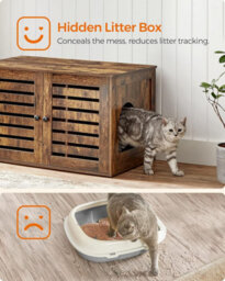 Decorative Litter Box Cabinet, Dual-Door Pet Furniture With Divider, Indoor Cat Solution, Rustic Brown - thumbnail 4