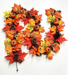 Best Artificial 6Ft Autumn Garland With Vibrant Maple Leaves, Pumpkins & Acorns For Seasonal Décor - thumbnail 1