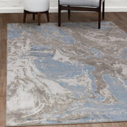 The Rug Edit Ritz Abstract Metallic Blue Living Room Rug - 120X160Cm - thumbnail 1