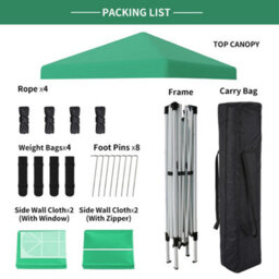 Sundaze Garden Pop Up Gazebo Party Tent Camping Marquee Canopy With 4 Sidewalls Carrying Bag Green 2.5X2.5M - thumbnail 6