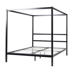 Beliani Four Poster Bed Metal Lestards 140 X 200 Cm (Eu Double) Black - thumbnail 6