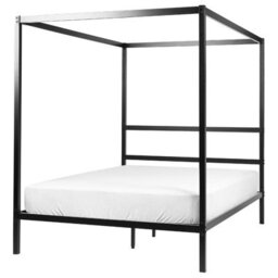Beliani Four Poster Bed Metal Lestards 140 X 200 Cm (Eu Double) Black - thumbnail 1