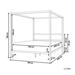 Beliani Four Poster Bed Metal Lestards 140 X 200 Cm (Eu Double) Black - thumbnail 3