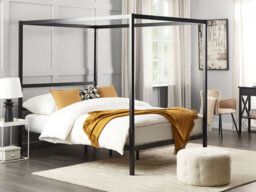 Beliani Four Poster Bed Metal Lestards 140 X 200 Cm (Eu Double) Black - thumbnail 2