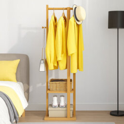 Bamboo Coat Stand With Garment Shelf And Hanging Rail - thumbnail 3