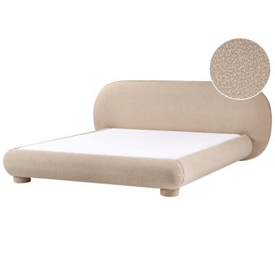 Beliani Bed Boucle Bayel 180 X 200 Cm (Eu Super King) Taupe - image 1