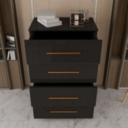 Sliding Wardrobes 4 u LTD Modern Chest Of Drawers High Gloss 4 Drawers Storage Options - Black - thumbnail 3